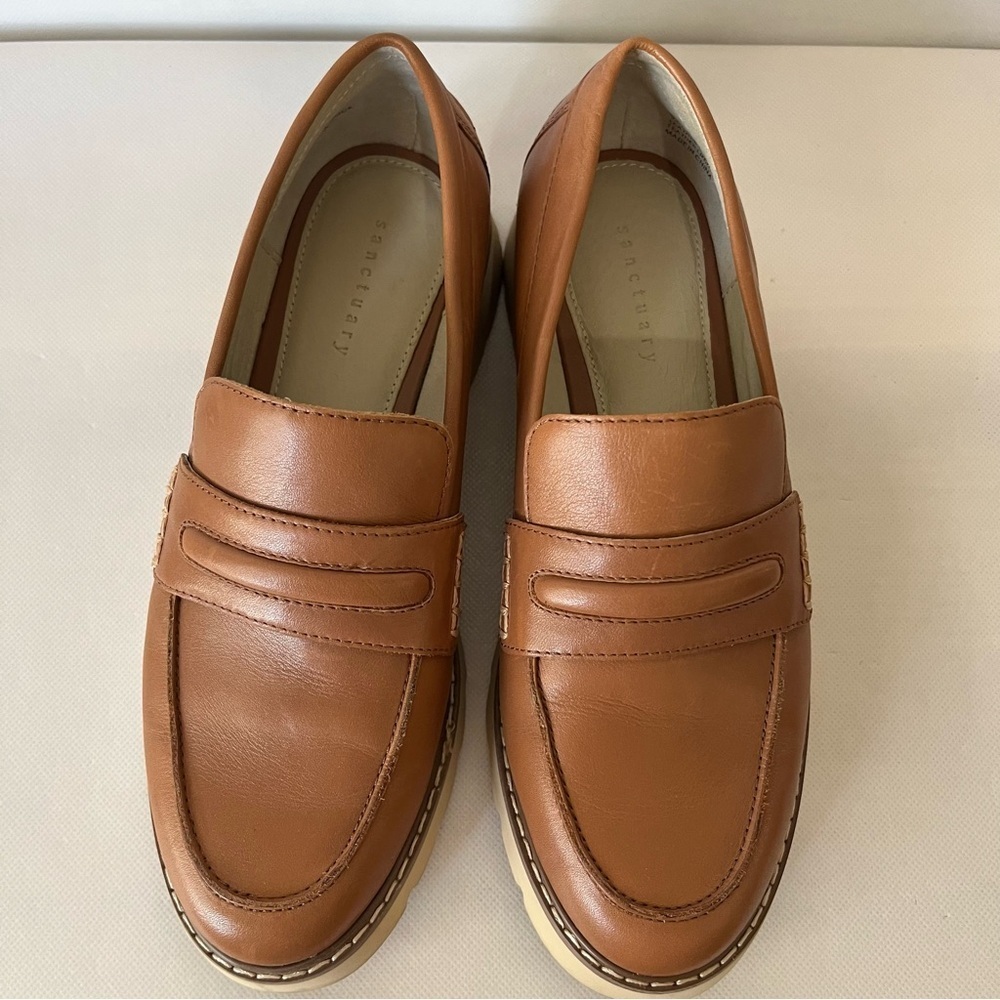 Sanctuary Westside Loafers Brown Leather Chunky Sole - Picture 5 of 9
